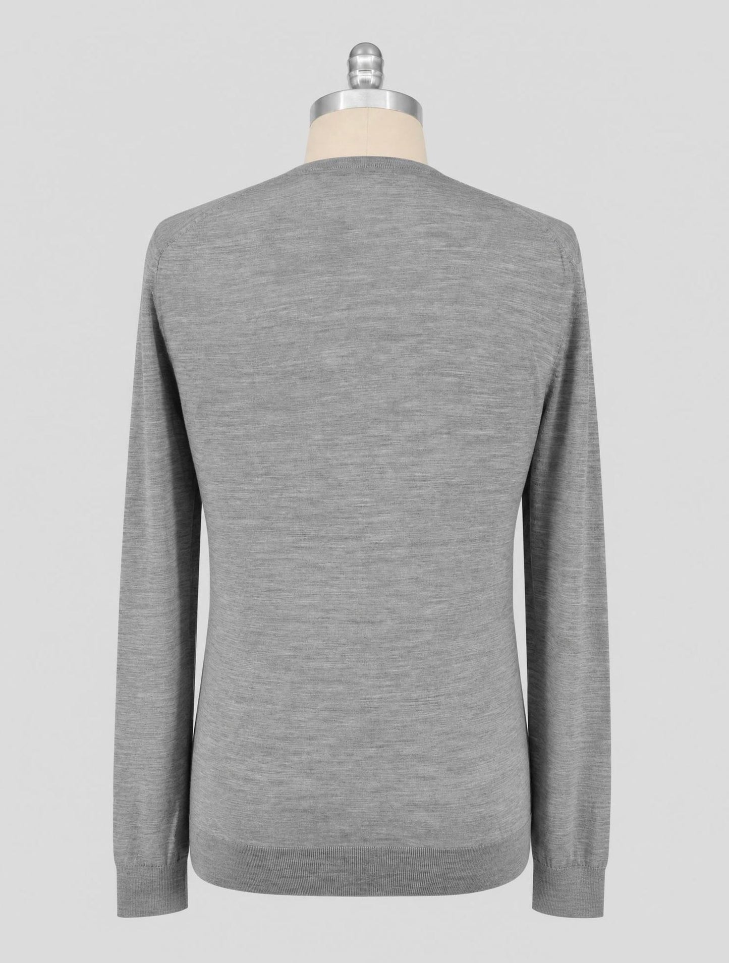 Kiton Gray Wool 14 Micron Sweater V-Neck
