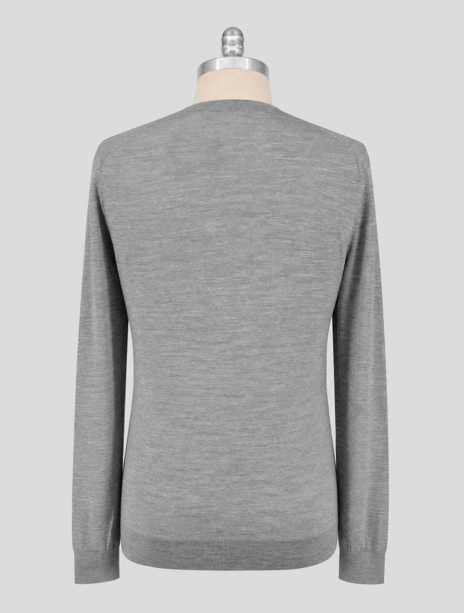 Kiton Gray Wool 14 Micron Sweater V-Neck