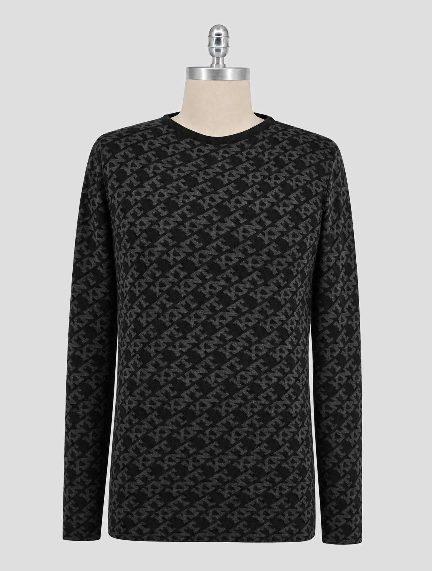 Kiton Black Gray Cashmere Wool Sweater Crewneck