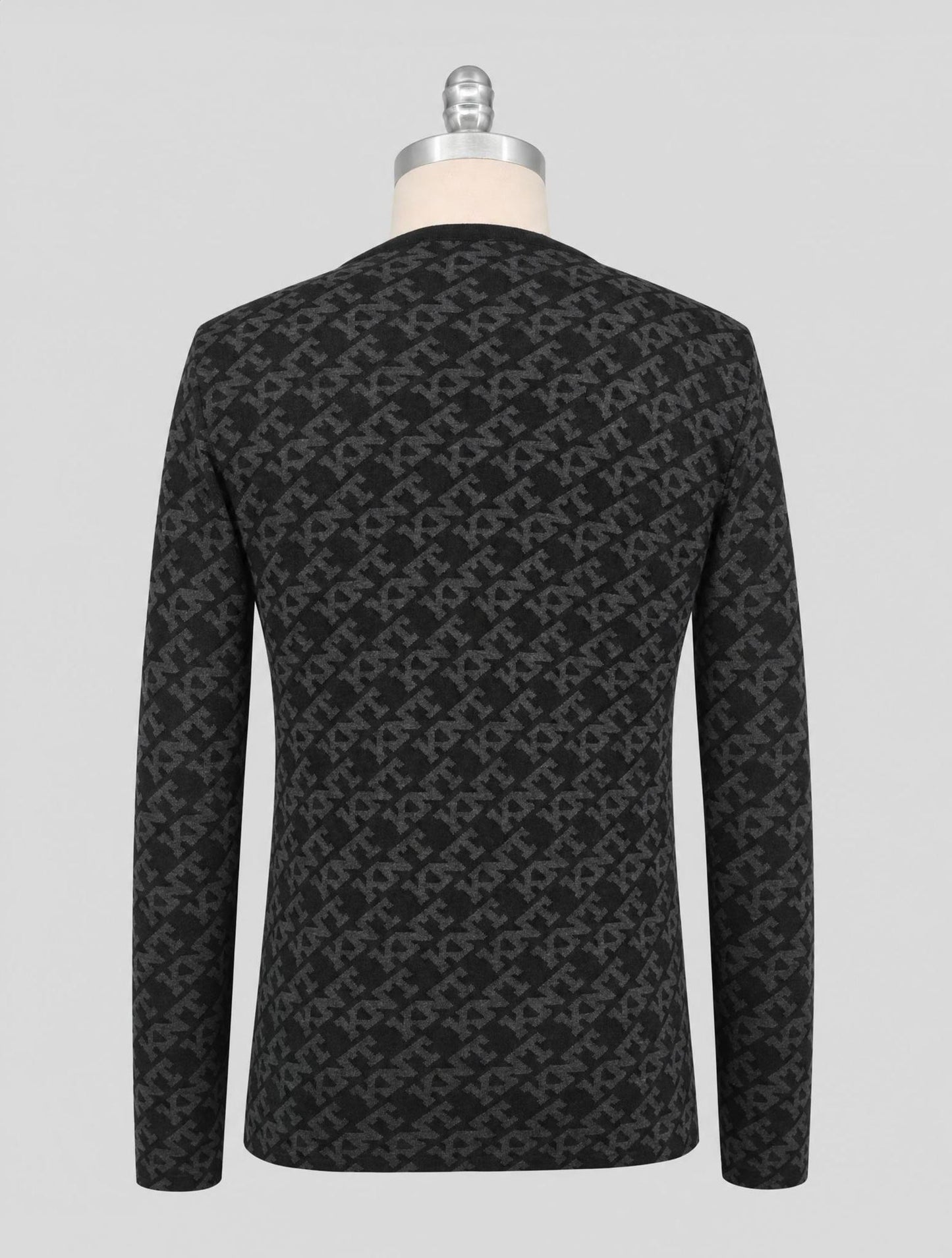 Kiton Black Gray Cashmere Wool Sweater Crewneck