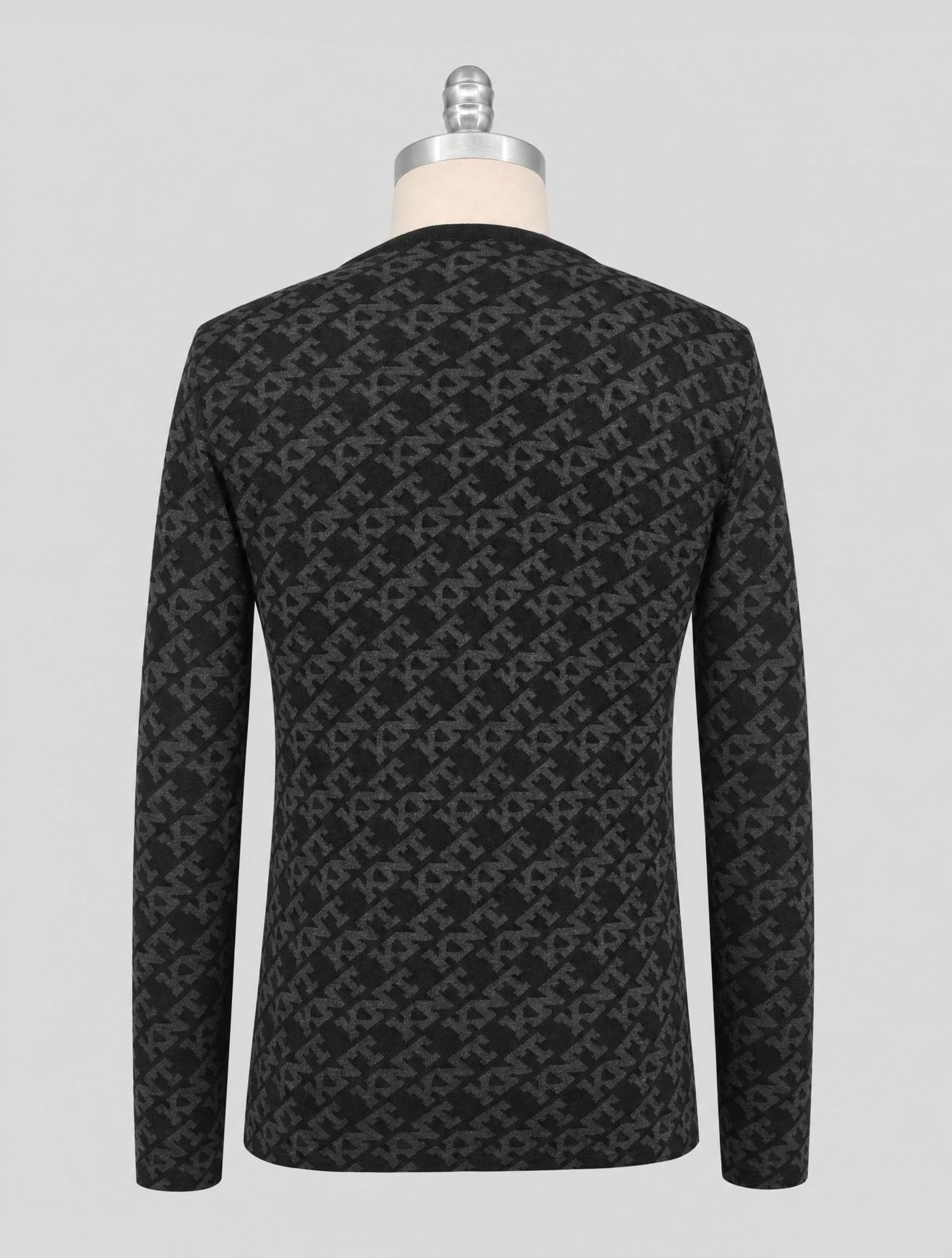 Kiton Black Gray Cashmere Wool Sweater Crewneck