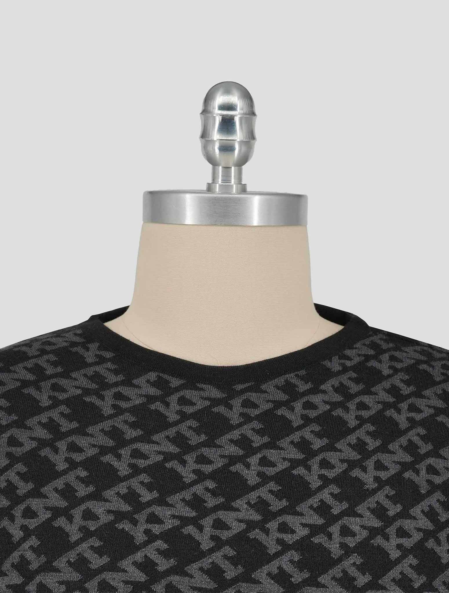 Kiton Black Gray Cashmere Wool Sweater Crewneck
