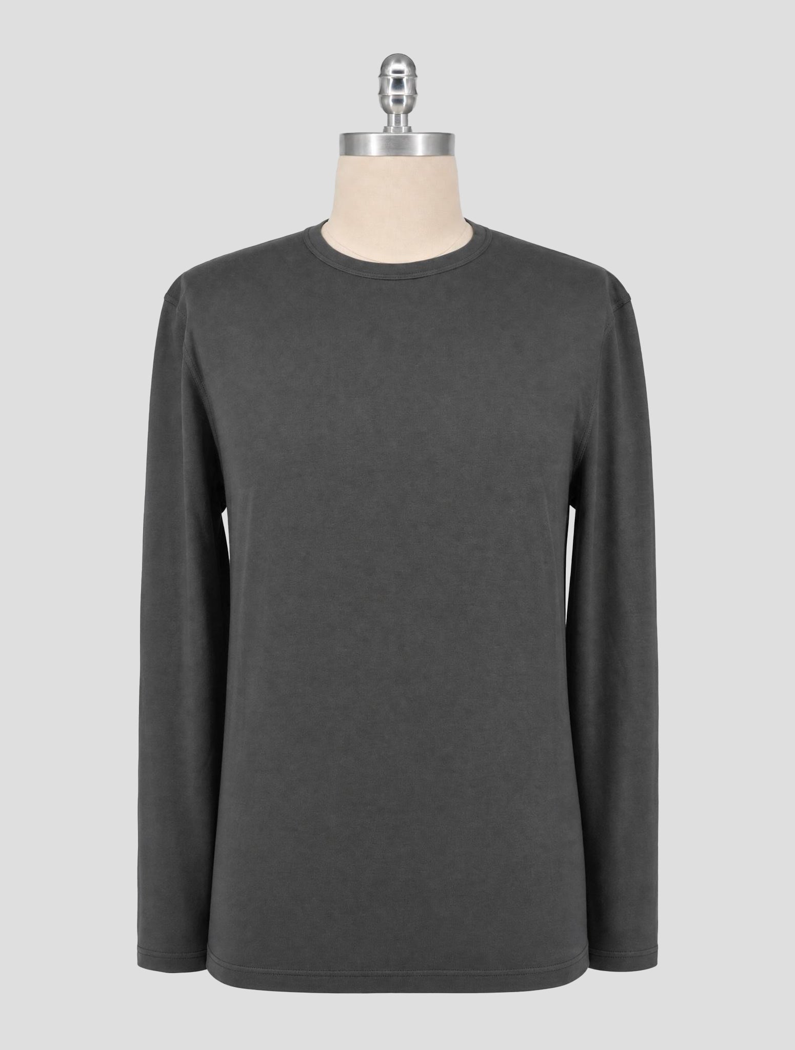 Kiton Gray Cotton Cashmere Sweater Crewneck