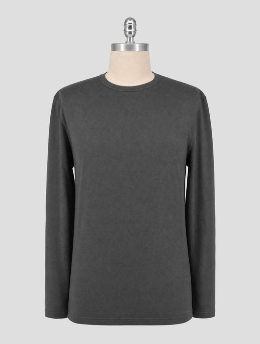 Kiton Gray Cotton Cashmere Sweater Crewneck