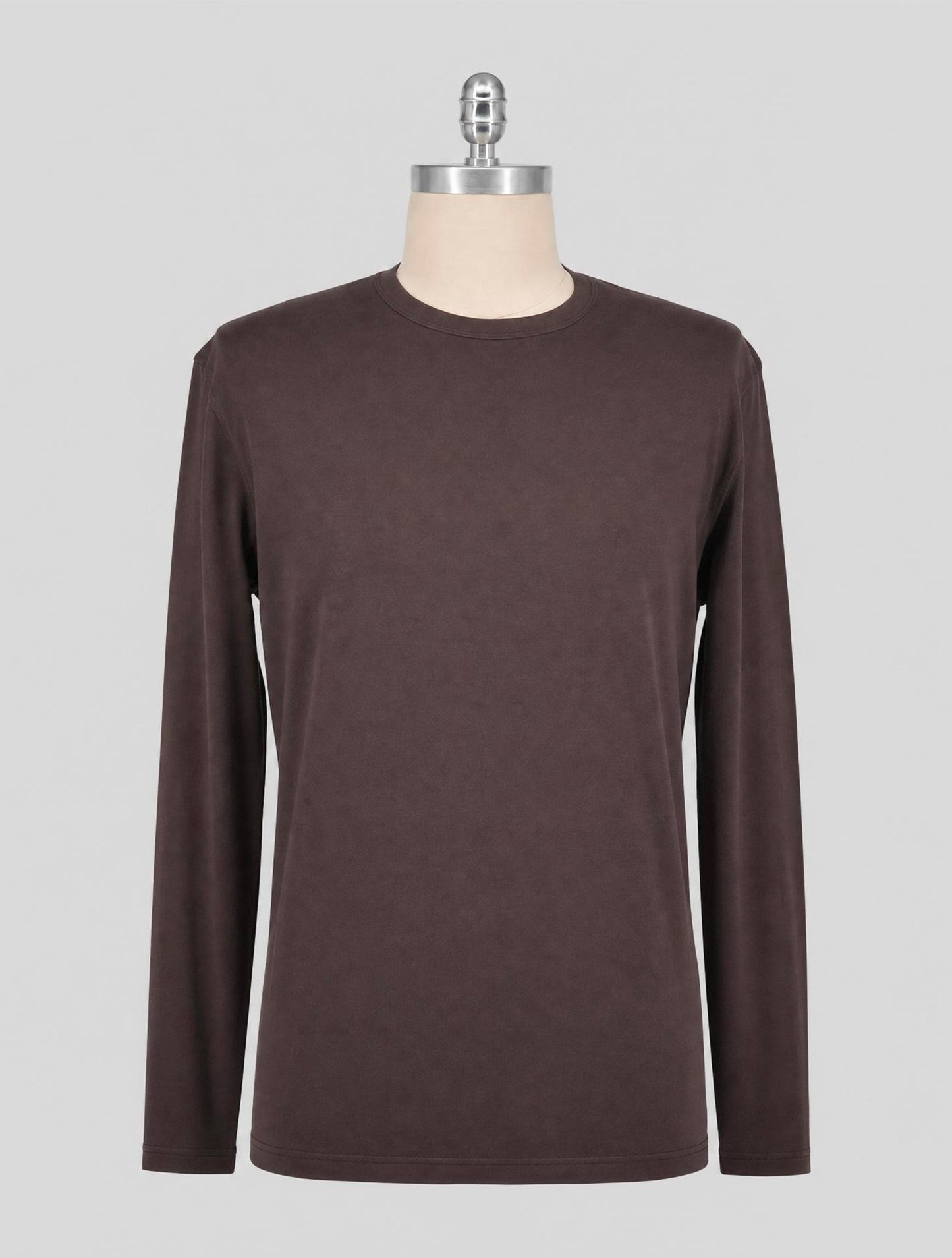 Kiton Brown Cashmere Cotton T-Shirt Long Sleeve
