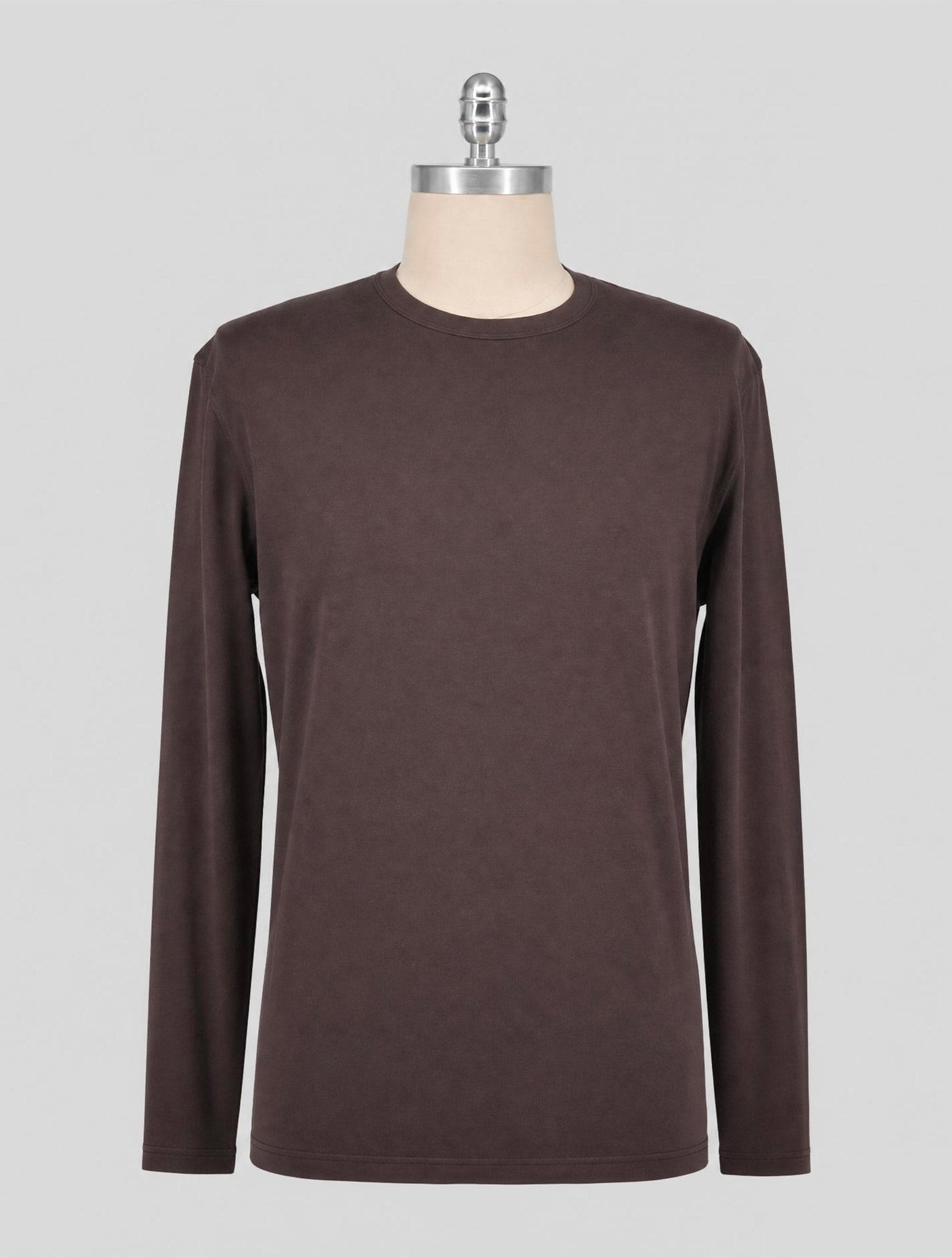 Kiton Brown Cashmere Cotton T-Shirt Long Sleeve