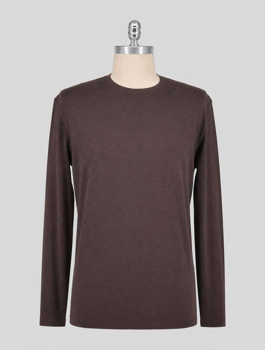 Kiton Brown Cashmere Cotton T-Shirt Long Sleeve