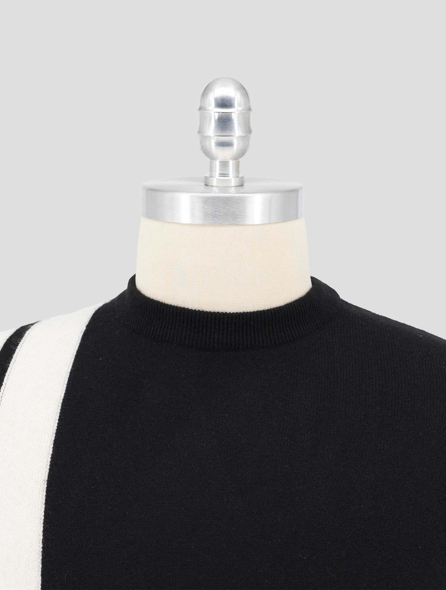 Kiton Black White Cashmere Sweater Crewneck