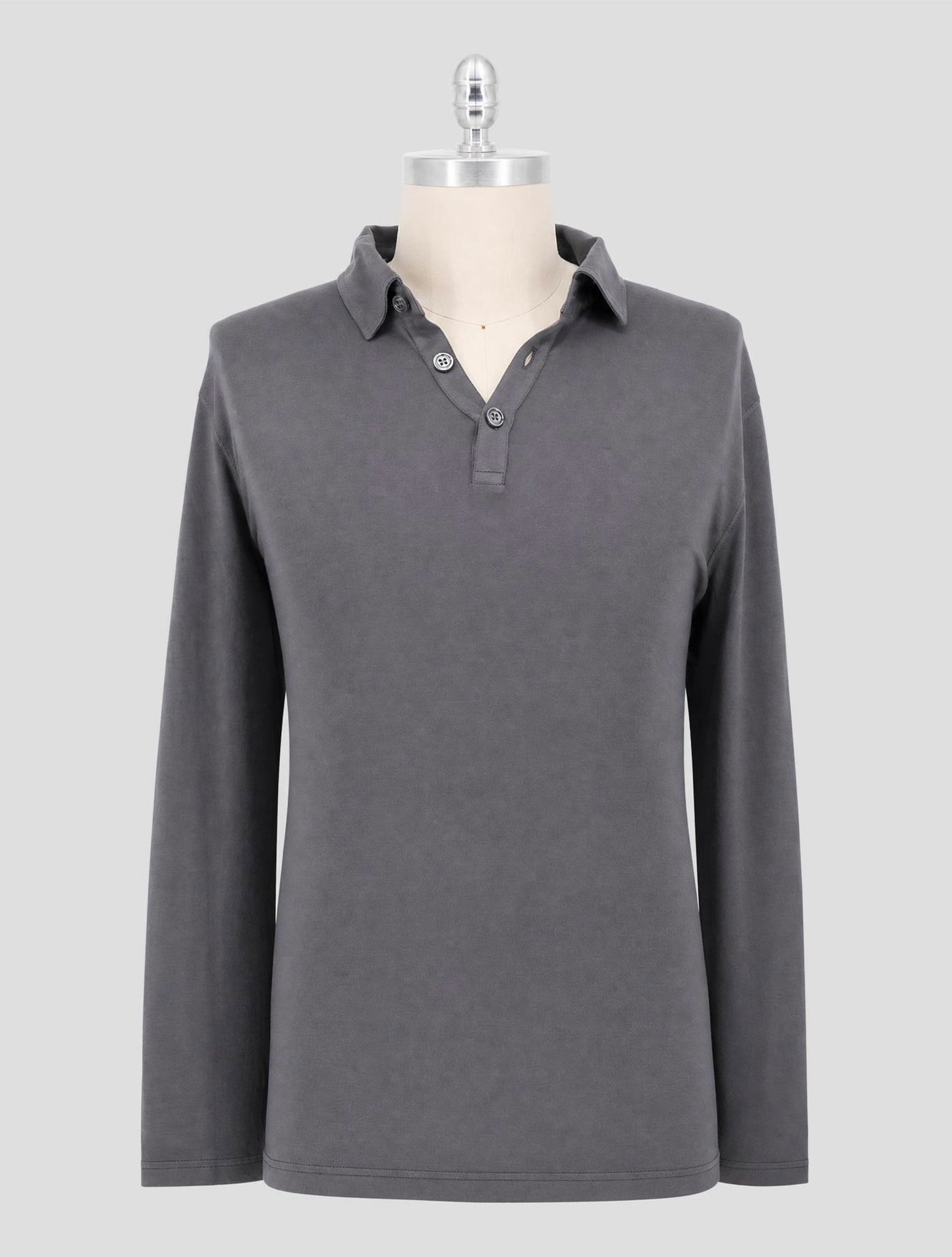 Kiton Gray Cotton Cashmere Sweater Polo