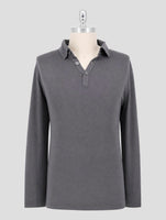 Kiton Gray Cotton Cashmere Sweater Polo