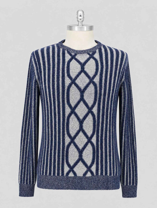 Kiton Knt Blue Gray Virgin Wool Cashmere Sweater Crewneck
