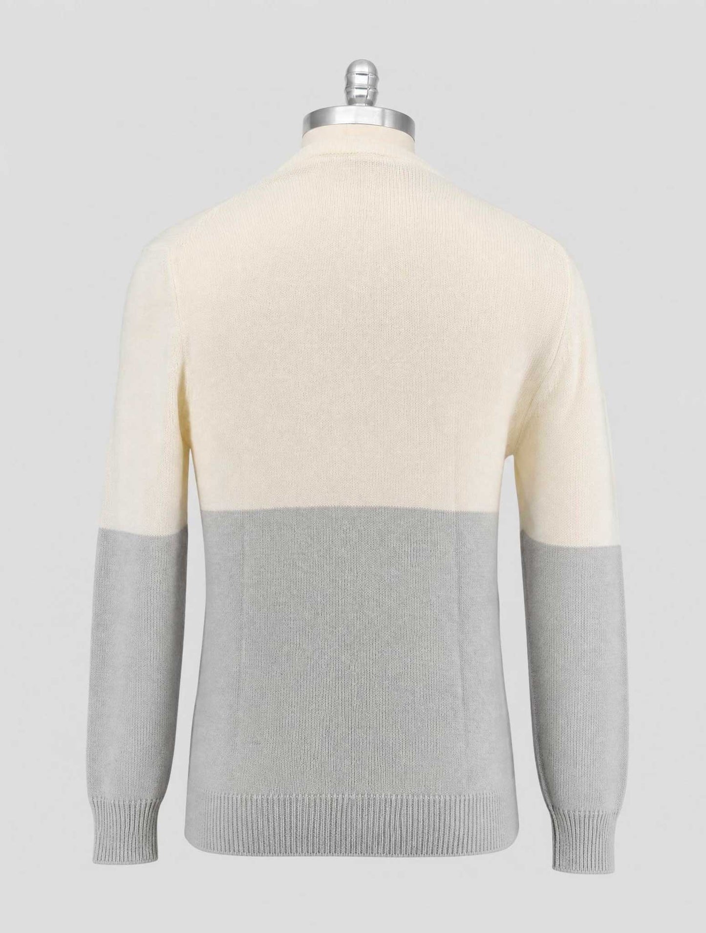 Kiton Gray White Cashmere Sweater Crewneck