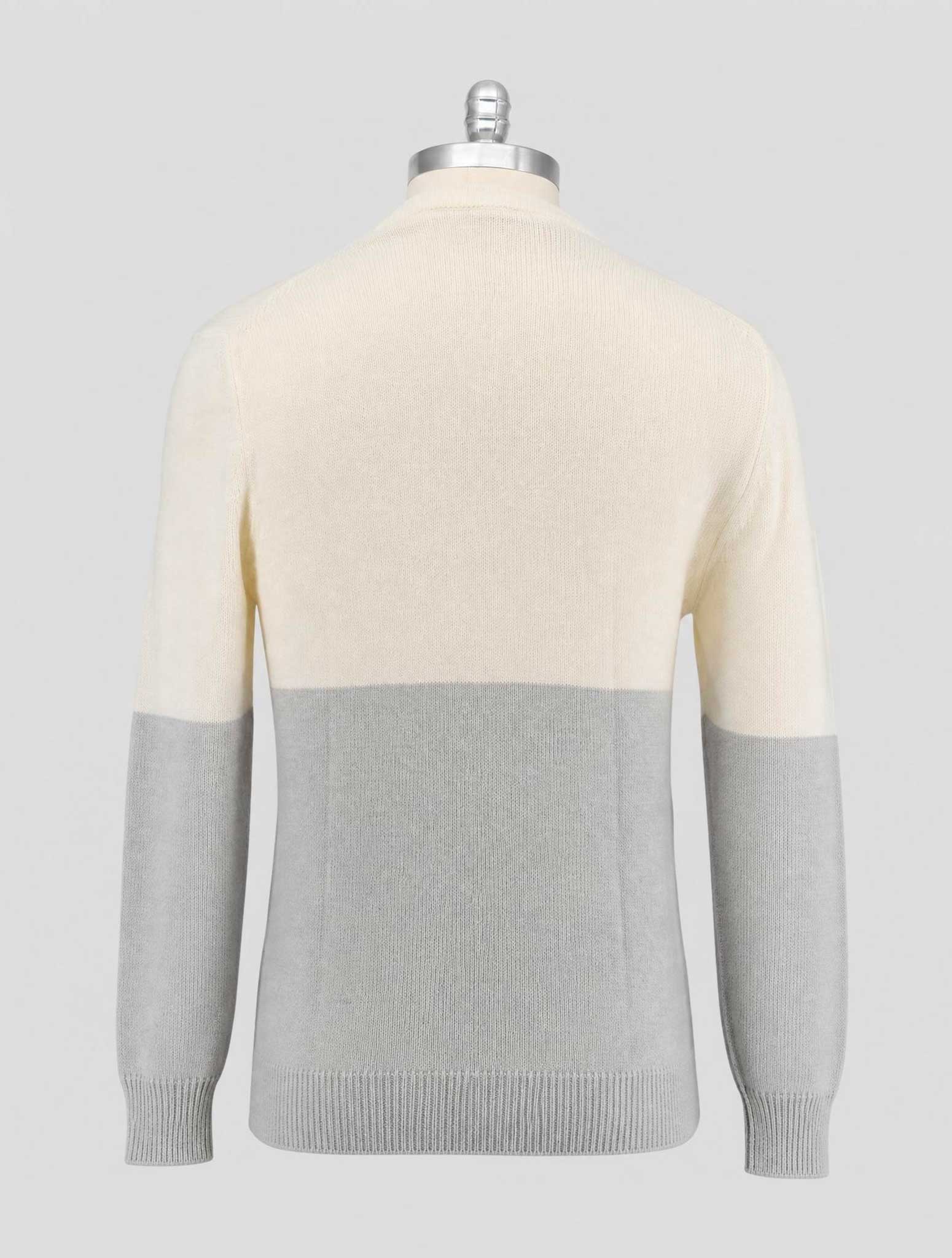 Kiton Gray White Cashmere Sweater Crewneck