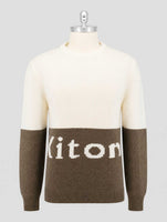 Kiton Brown White Cashmere Sweater Crewneck
