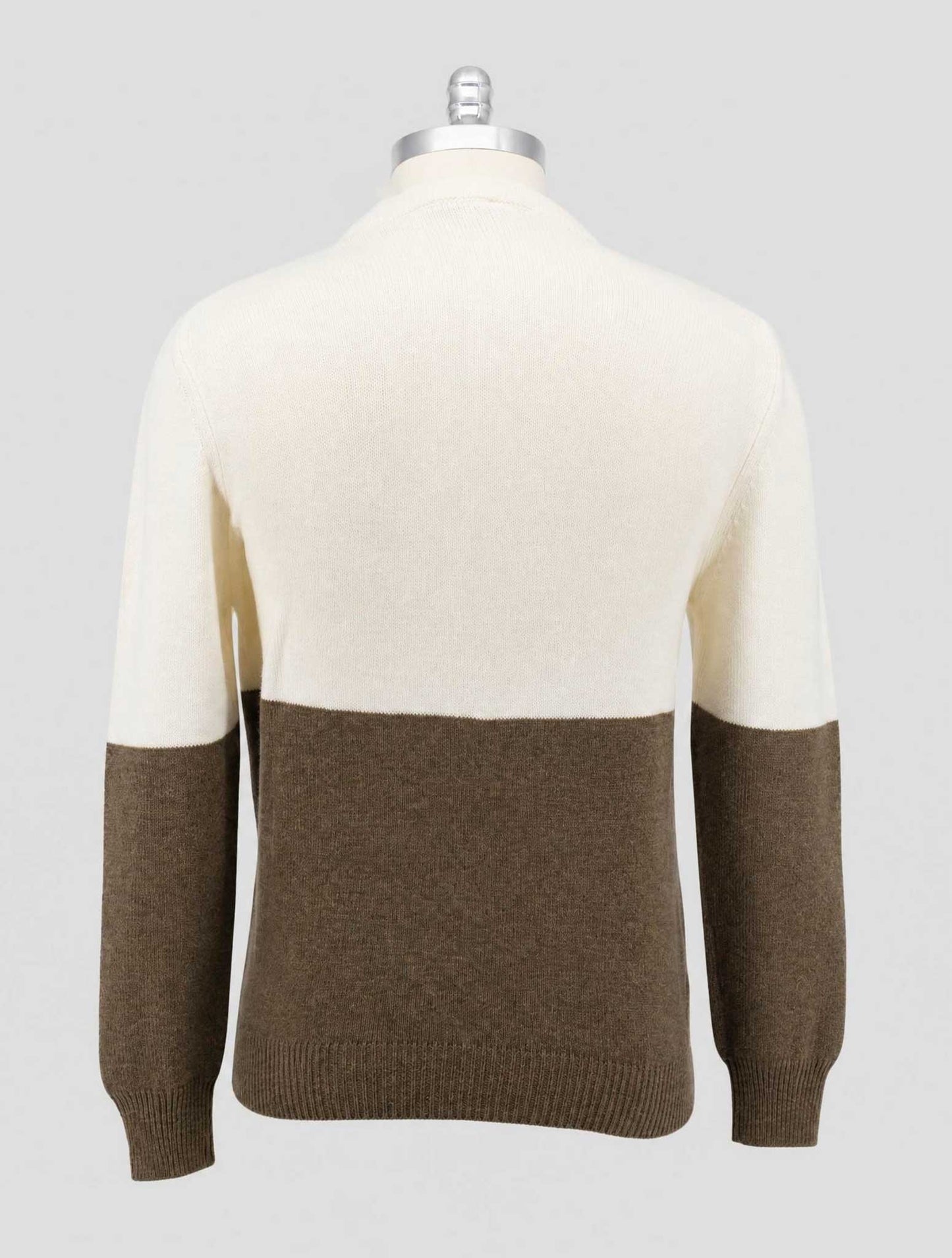 Kiton Brown White Cashmere Sweater Crewneck