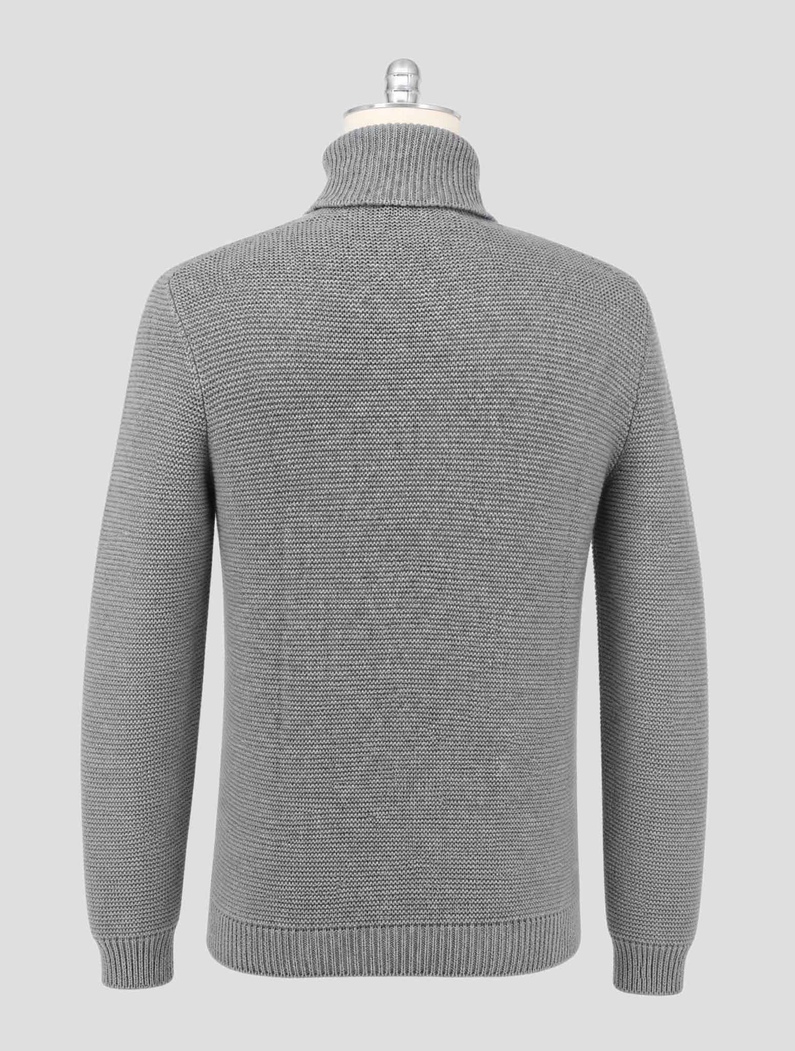 Kiton Gray White Cashmere Sweater Turtleneck