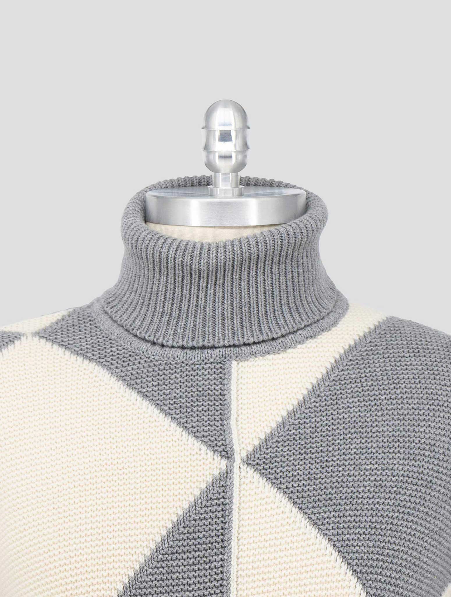Kiton Gray White Cashmere Sweater Turtleneck