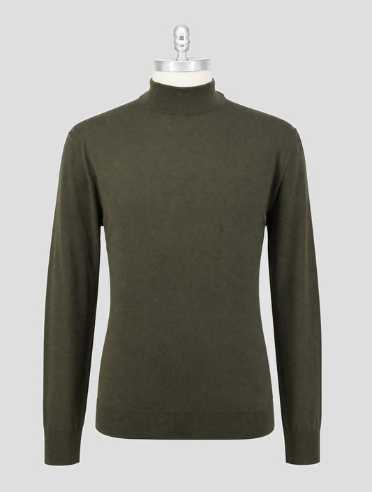 Kiton Green Wool 14 Micron Sweater V-Neck