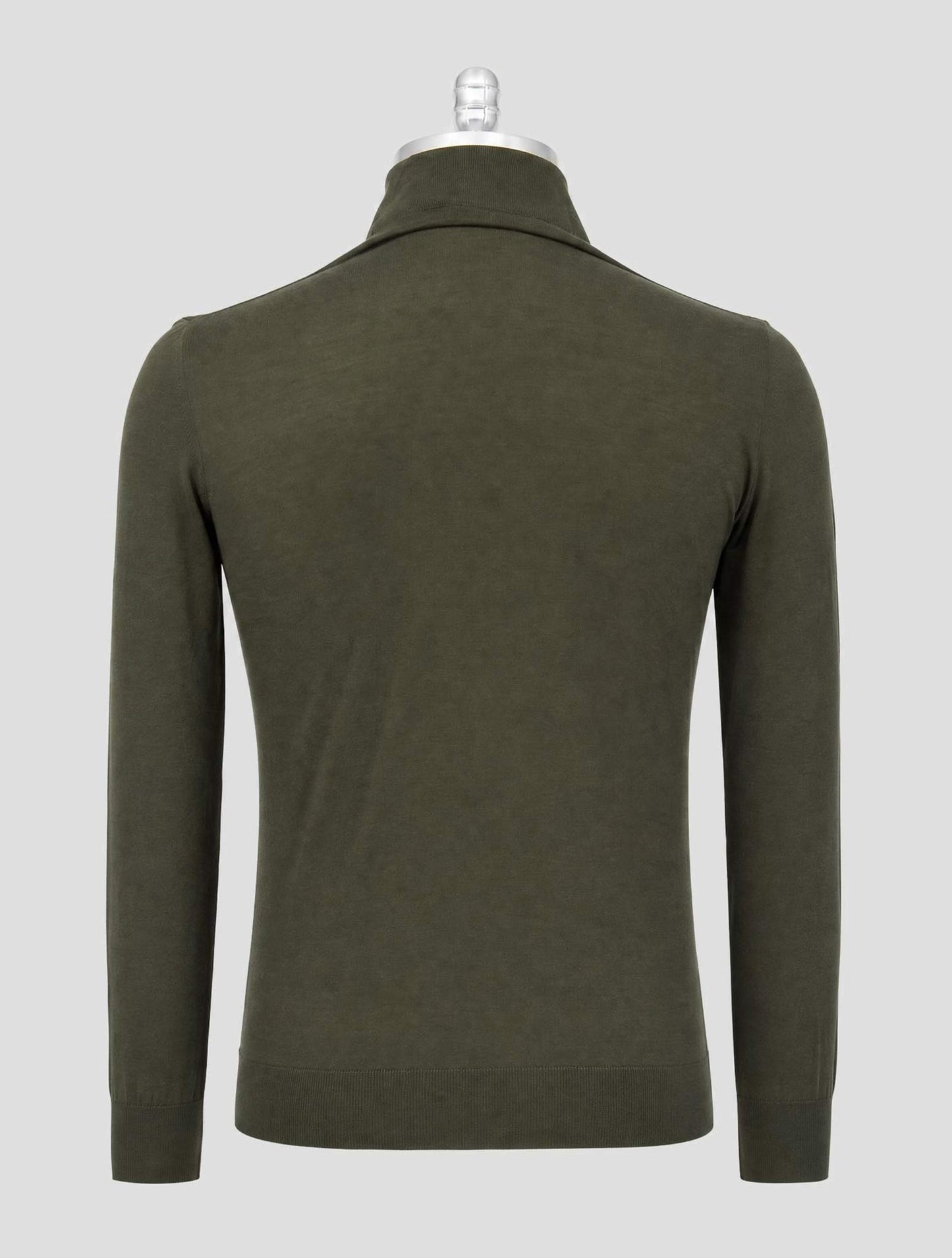 Kiton Green Wool 14 Micron Sweater V-Neck
