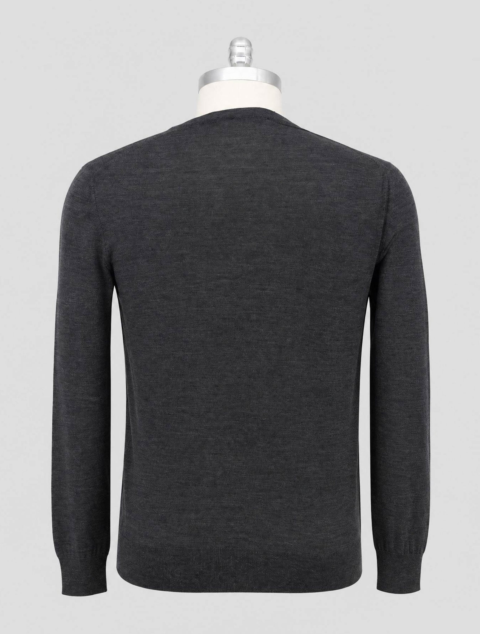 Kiton Gray Wool 14 Micron Sweater V-Neck