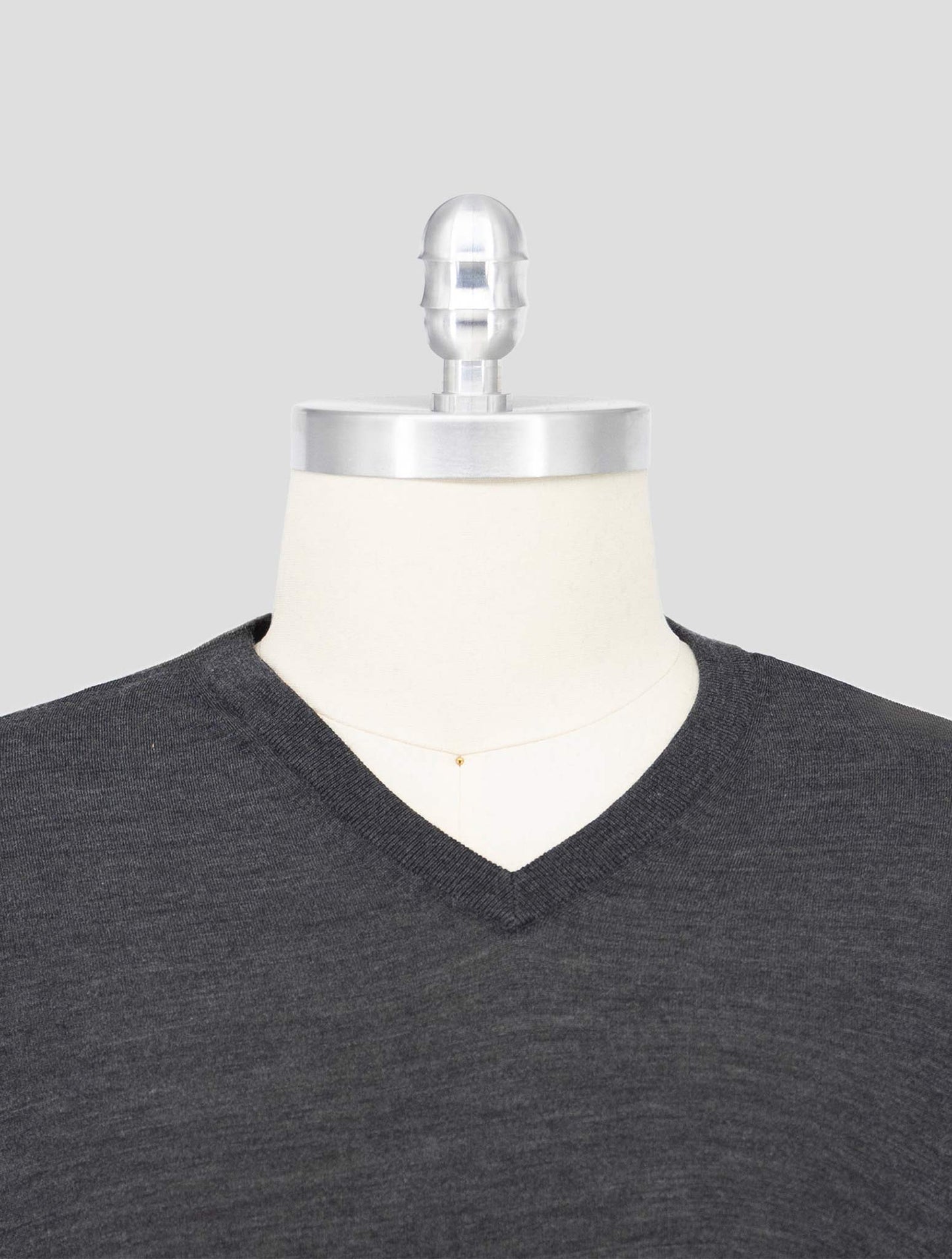 Kiton Gray Wool 14 Micron Sweater V-Neck