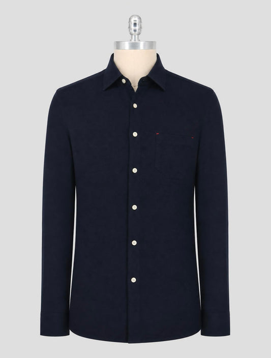 Kiton Dark Blue Cotton Cashmere Shirt