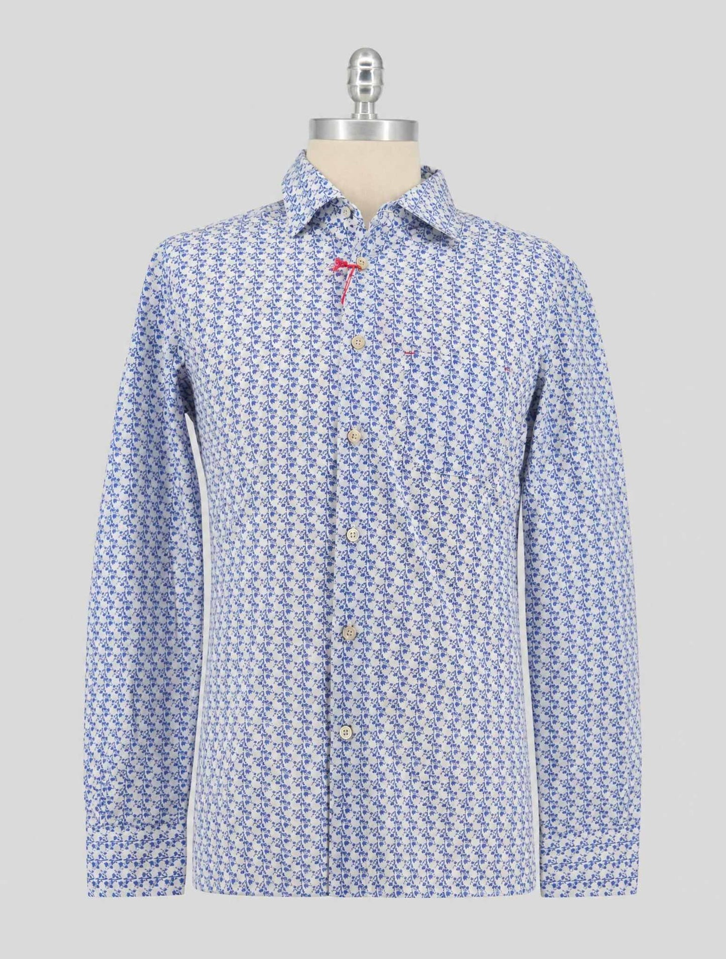 Kiton Blue White Cotton Silk Shirt