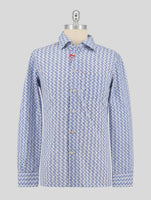 Kiton Blue White Cotton Silk Shirt