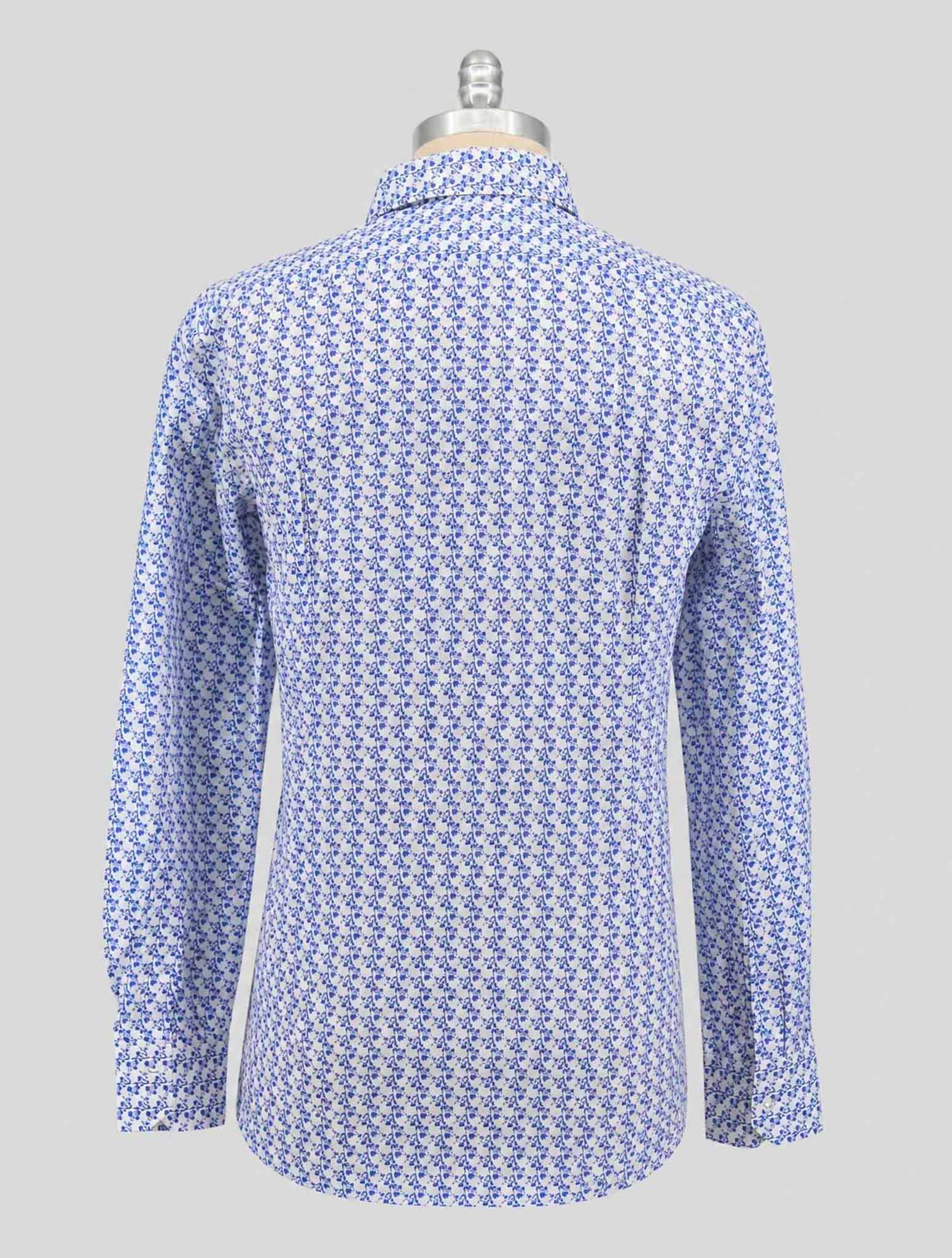 Kiton Blue White Cotton Silk Shirt