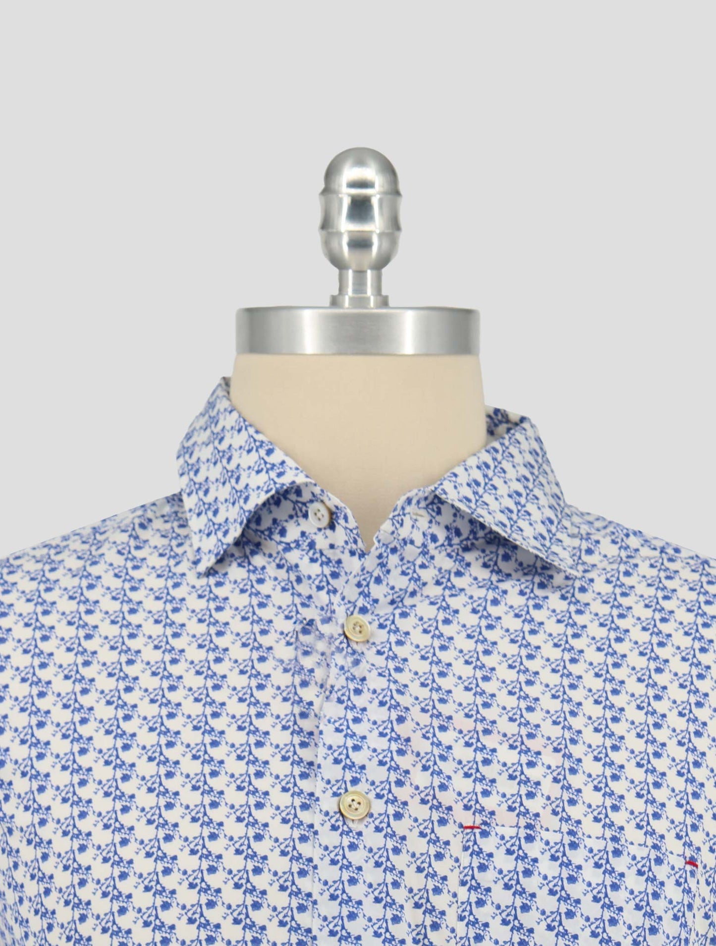 Kiton Blue White Cotton Silk Shirt