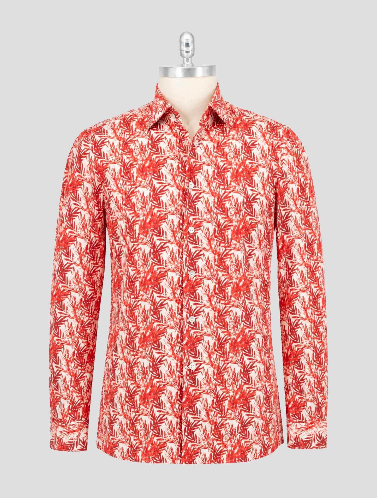 Kiton Red White Cotton Shirt