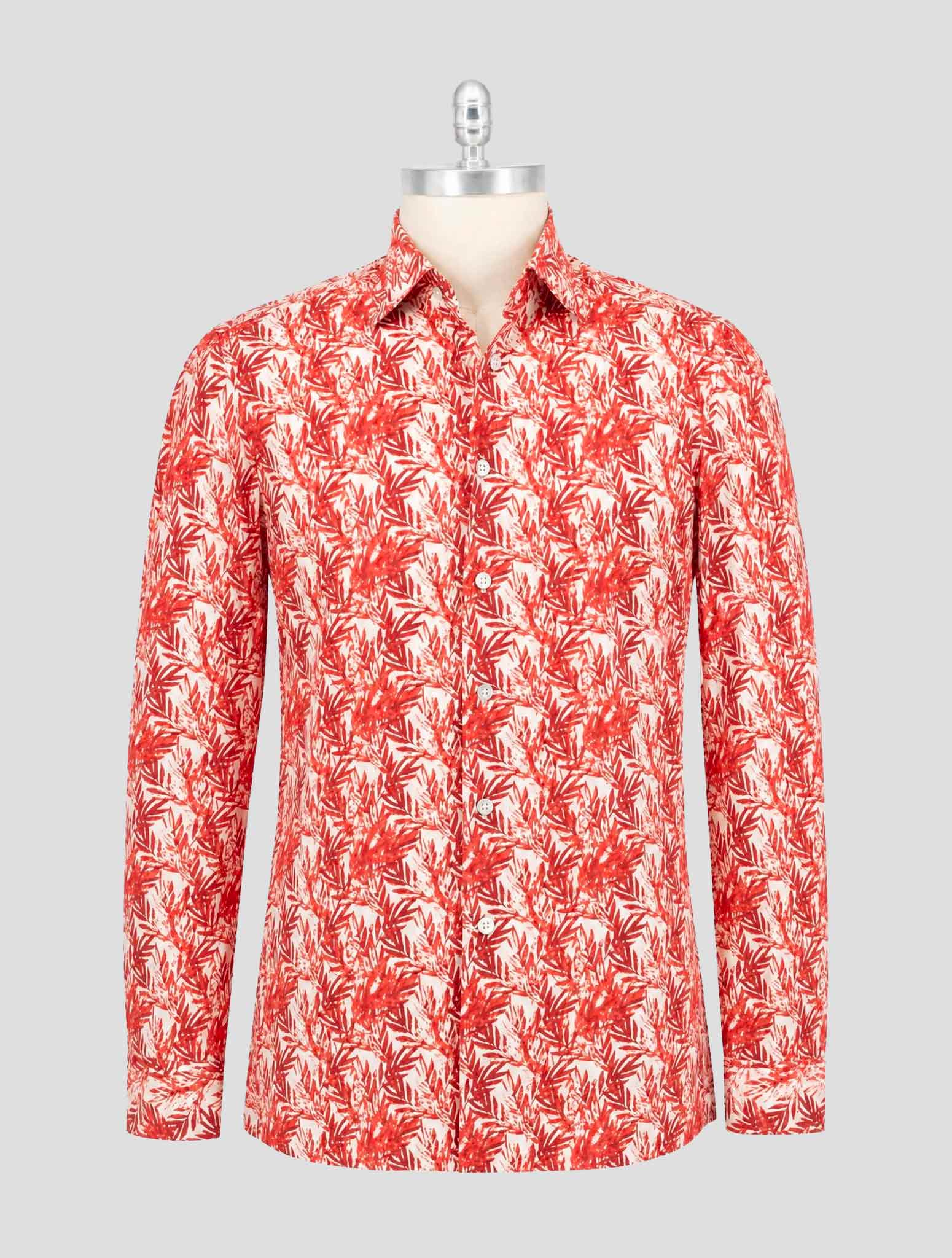 Kiton Red White Cotton Shirt