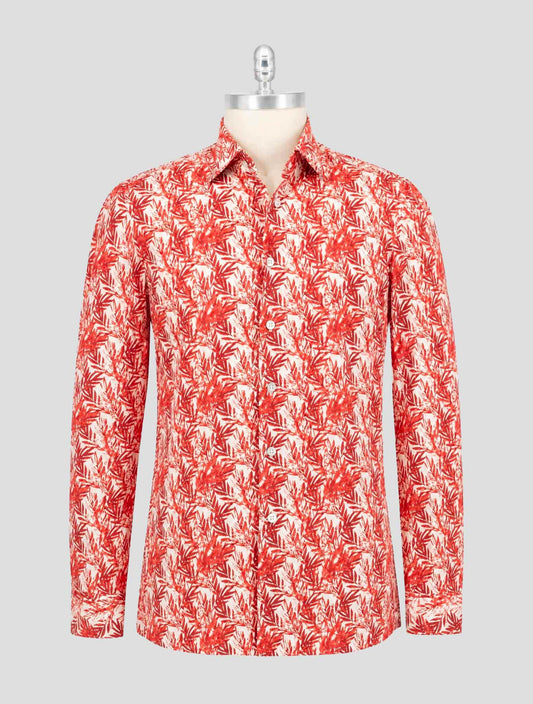 Kiton Red White Cotton Shirt