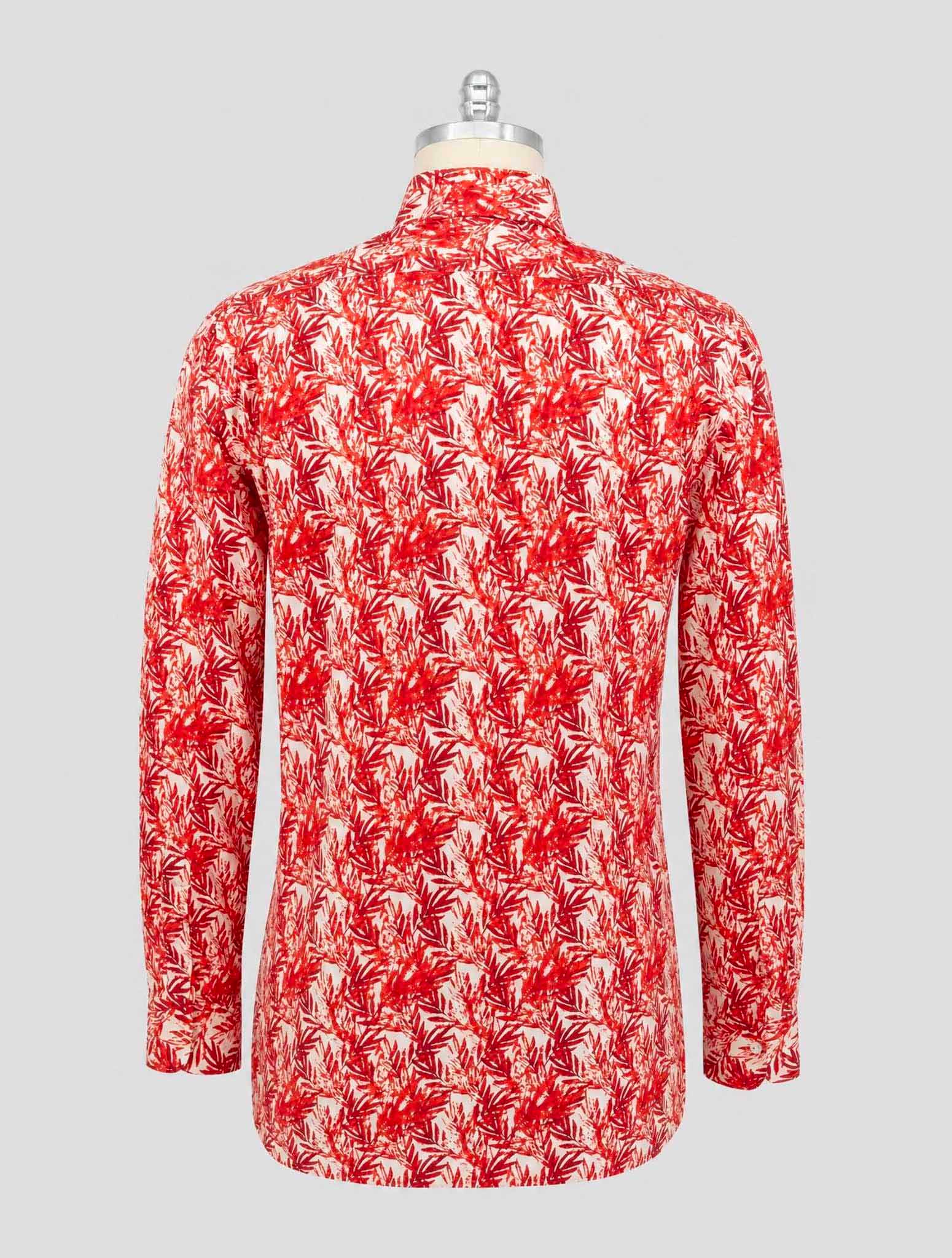 Kiton Red White Cotton Shirt