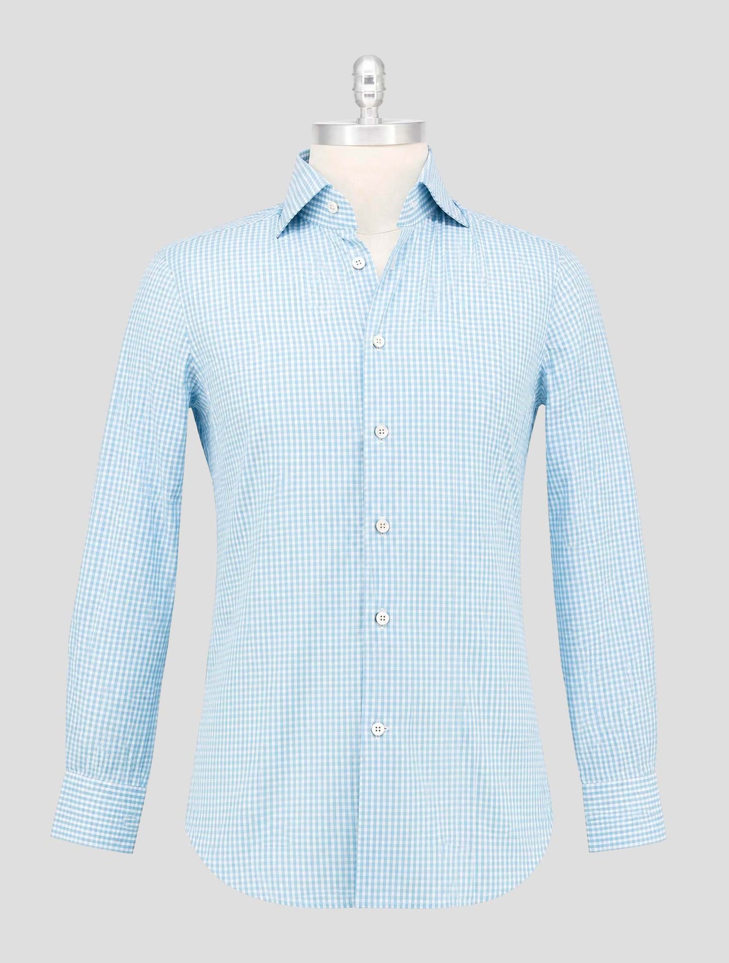 Kiton Light Blue White Cotton Shirt