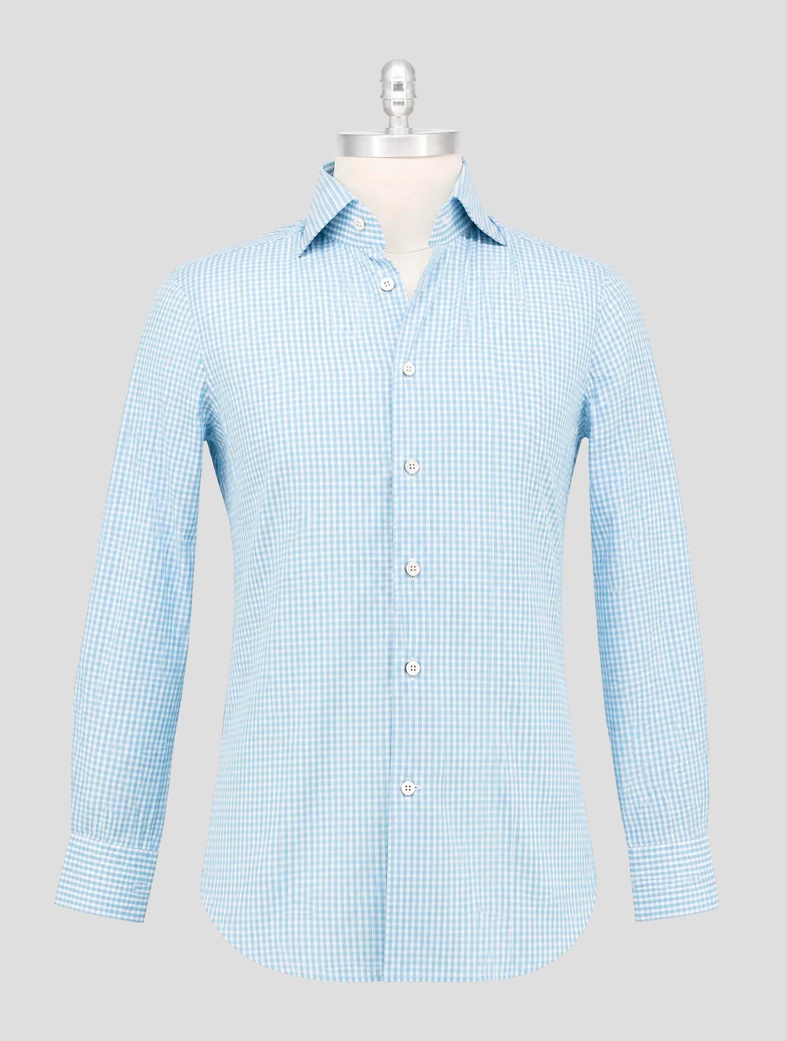 Kiton Light Blue White Cotton Shirt