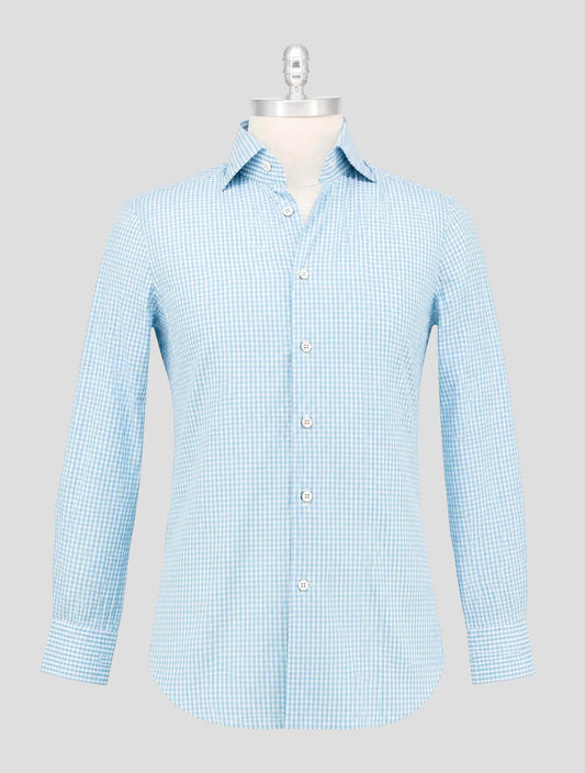 Kiton Light Blue White Cotton Shirt
