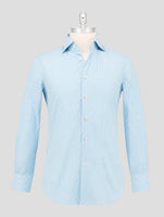 Kiton Light Blue White Cotton Shirt