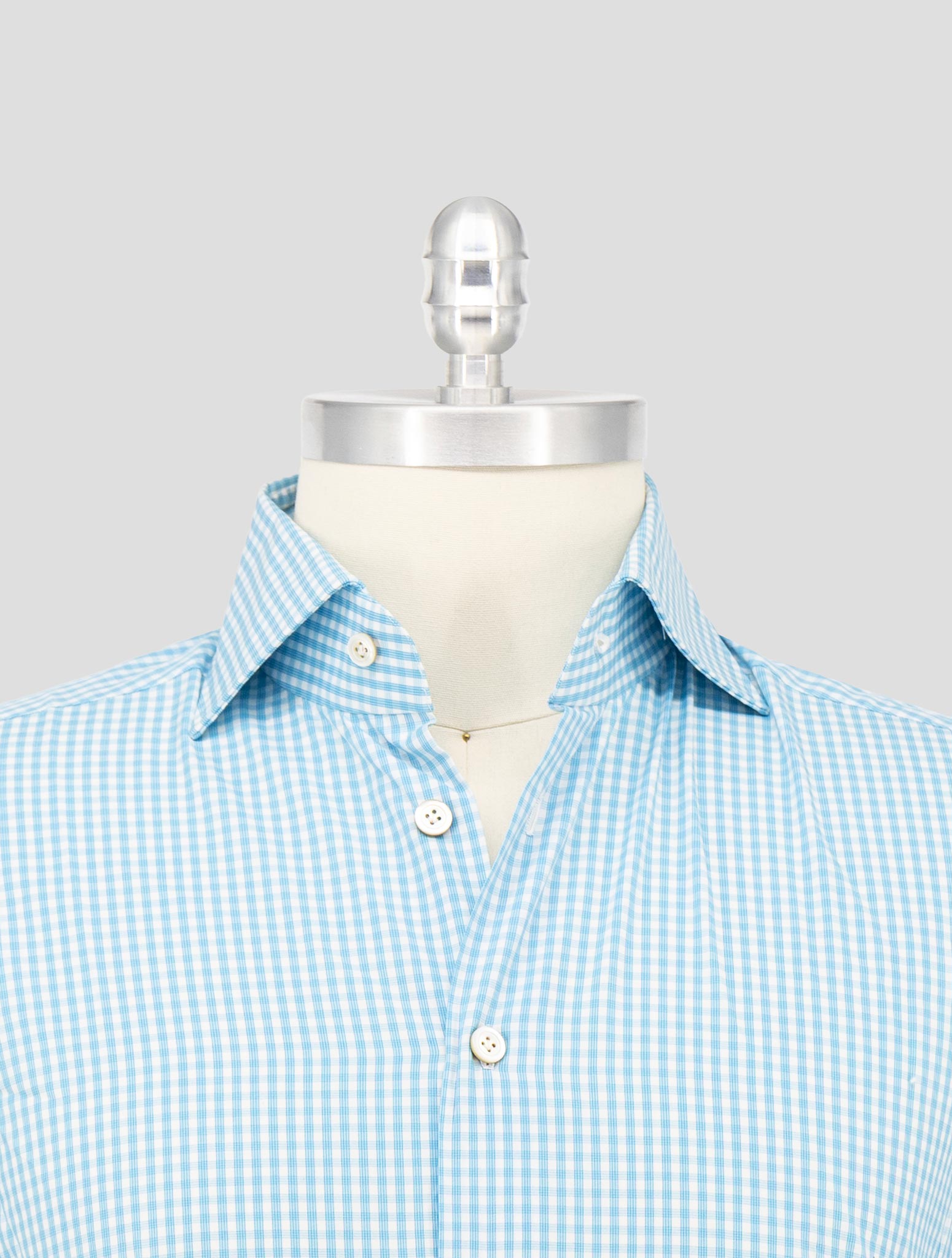 Kiton Light Blue White Cotton Shirt