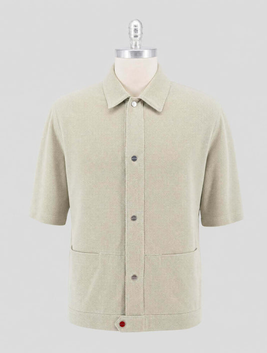 Kiton Green Leather Suede Coat Short Sleeve