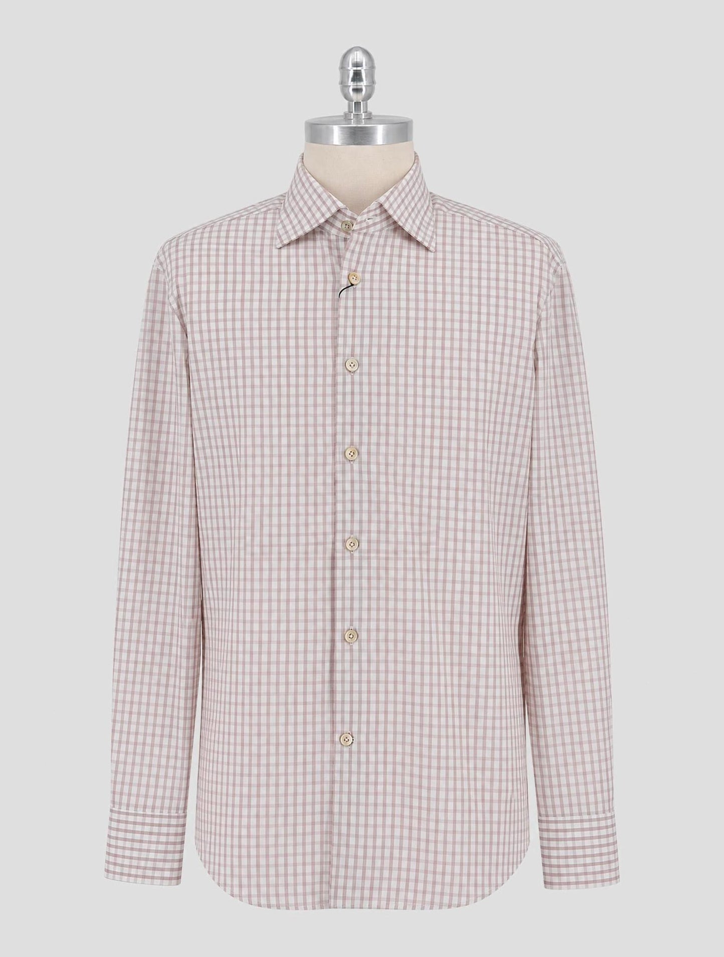 Kiton Brown White Cotton Shirt