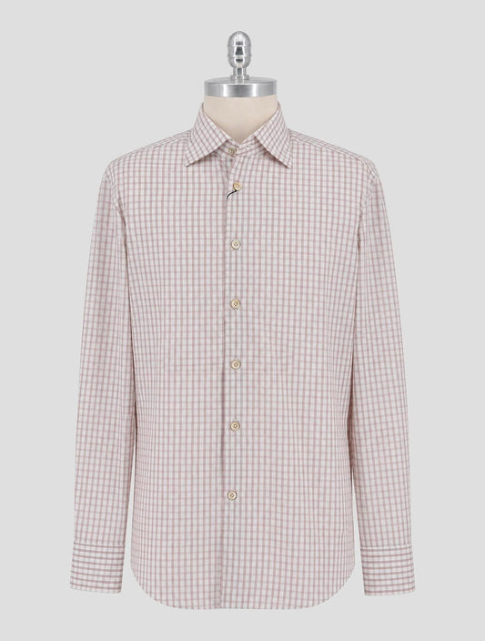 Kiton Brown White Cotton Shirt
