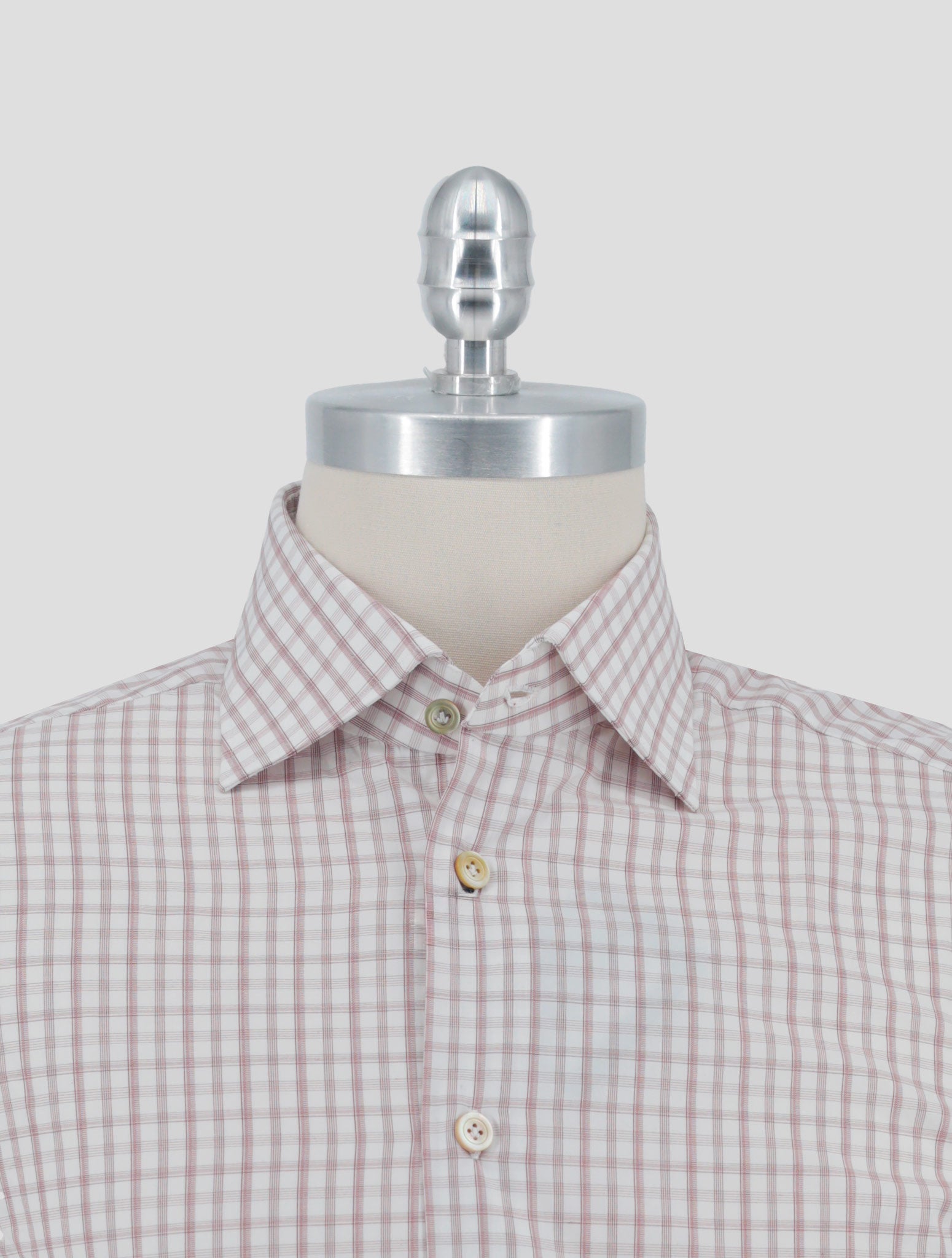 Kiton Brown White Cotton Shirt