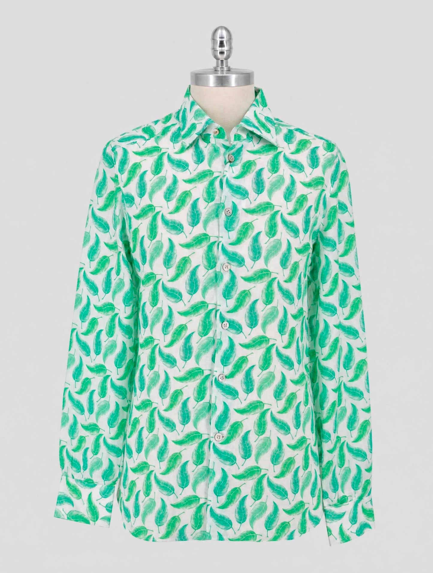 Kiton Green White Linen Shirt