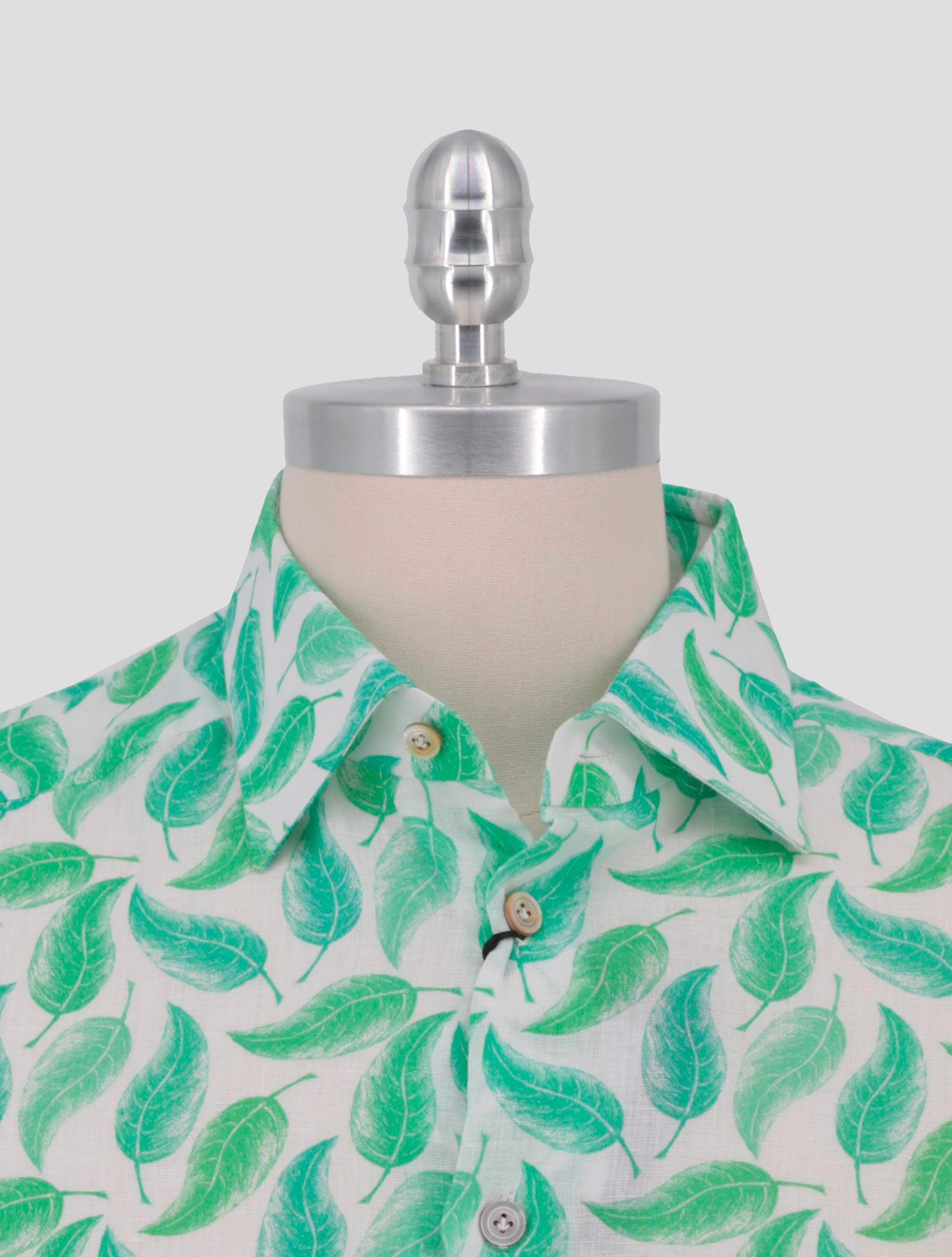 Kiton Green White Linen Shirt