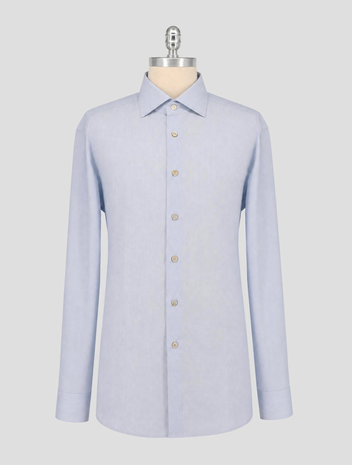 Kiton Light Blue White Cotton Shirt