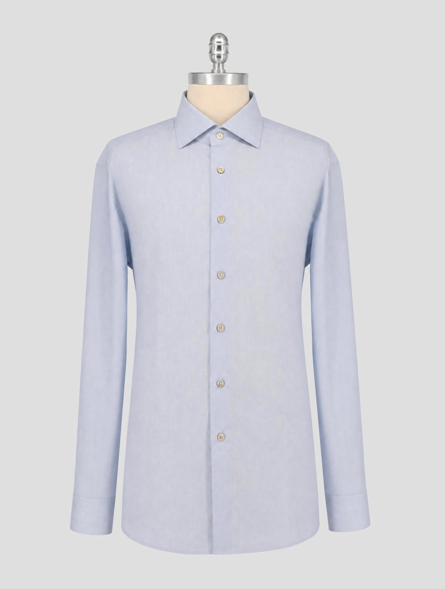 Kiton Light Blue White Cotton Shirt