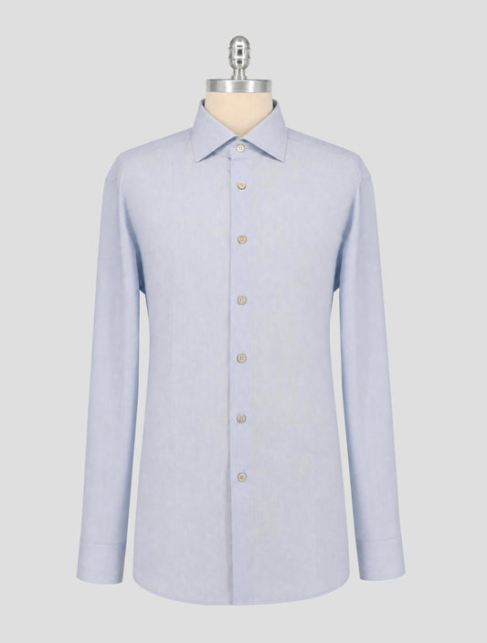 Kiton Light Blue White Cotton Shirt