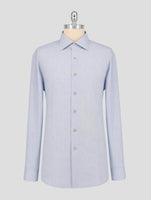 Kiton Light Blue White Cotton Shirt