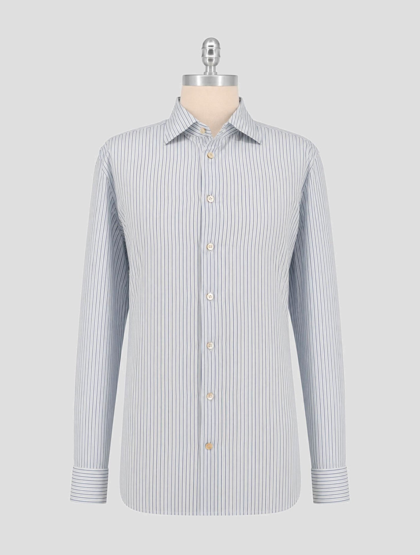 Kiton Blue White Cotton Shirt